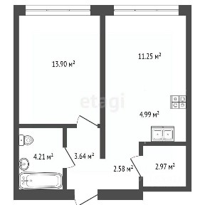 Продается 1-комн. квартира, 43,5 м²