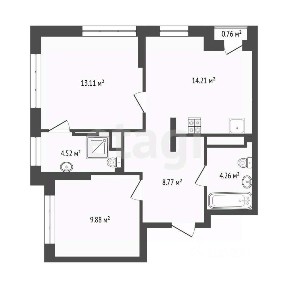 Продается 2-комн. квартира, 54,8 м²
