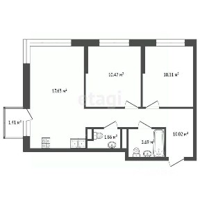 Продается 2-комн. квартира, 53,9 м²