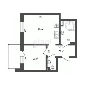 Продается 1-комн. квартира, 56,4 м²