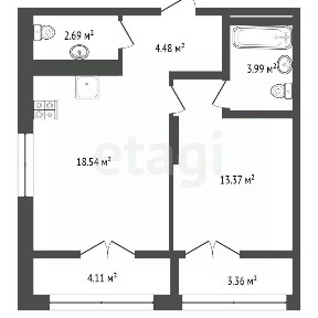 Продается 1-комн. квартира, 43,6 м²