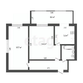 Продается 2-комн. квартира, 51,1 м²