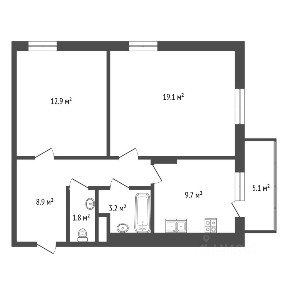 Продается 2-комн. квартира, 55,5 м²