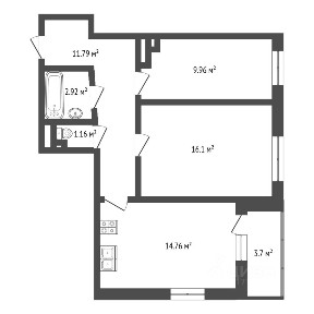 Продается 2-комн. квартира, 57,1 м²