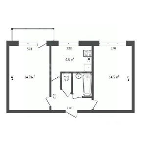 Продается 2-комн. квартира, 42,3 м²