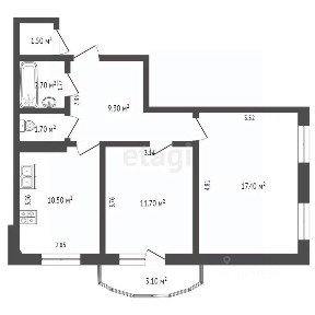 Продается 2-комн. квартира, 53,3 м²