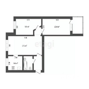 Продается 3-комн. квартира, 54,1 м²