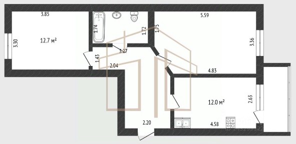Продается 2-комн. квартира, 60,7 м²