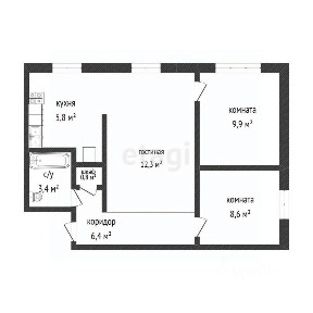 Продается 3-комн. квартира, 47,2 м²