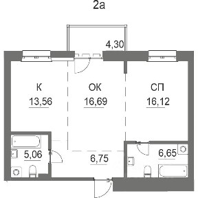 Продается 2-комн. квартира, 69,13 м²