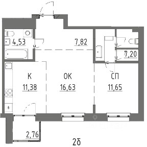 Продается 2-комн. квартира, 61,97 м²