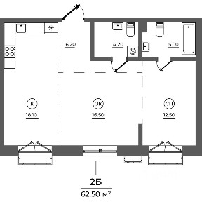 Продается 2-комн. квартира, 62,5 м²