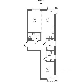 Продается 2-комн. квартира, 77,3 м²