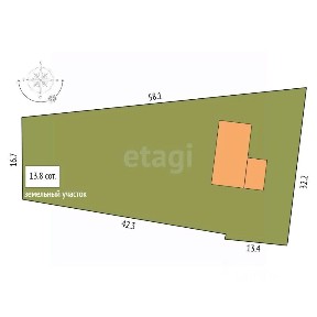 Продается 1-этажный дом, 45,3 м²