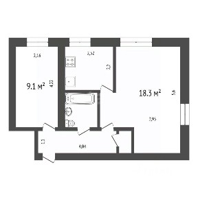 Продается 2-комн. квартира, 41,3 м²