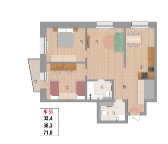 Продается 3-комн. квартира, 71 м²
