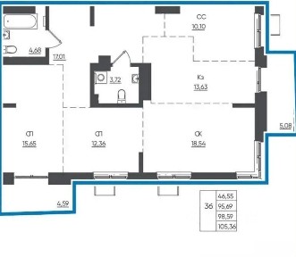 Продается 4-комн. квартира, 105,36 м²