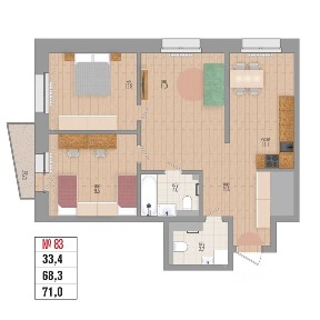Продается 3-комн. квартира, 71 м²