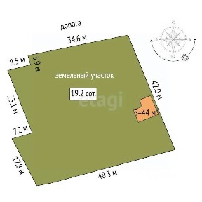 Продается 1-этажный дом, 44 м²