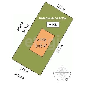 Продается 1-этажный дом, 83 м²