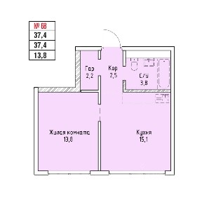 Продается 1-комн. квартира, 37,4 м²