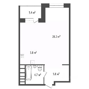 Продается 1-комн. квартира, 44,4 м²