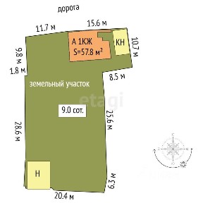 Продается 1-этажный дом, 57,8 м²