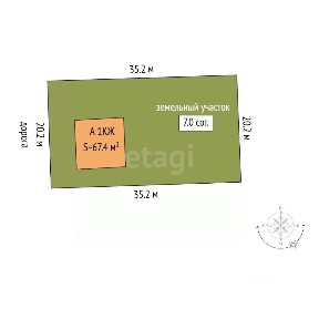 Продается 1-этажный дом, 67,4 м²