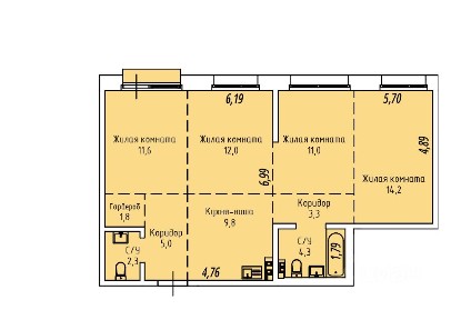 Продается 3-комн. квартира, 76 м²