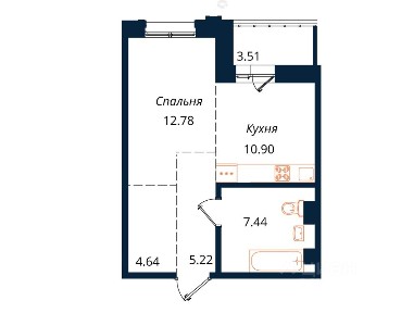 Продается 1-комн. квартира, 44,9 м²