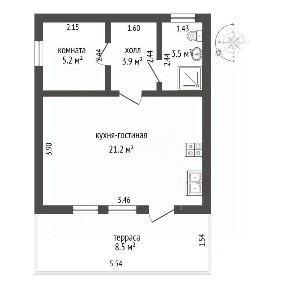 Продается 1-этажный дом, 42 м²