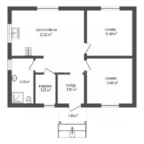Продается 1-этажный дом, 63 м²