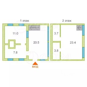 Продается 2-этажный дом, 70 м²