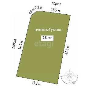 Продается участок, 9,8 сот.