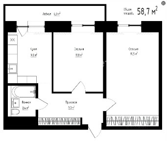 Продается 2-комн. квартира, 52,7 м²