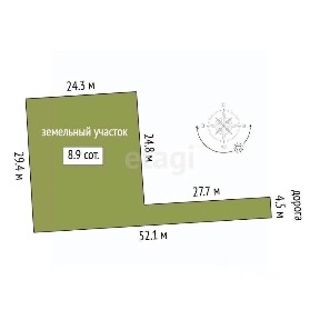 Продается участок, 8,9 сот.