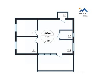 Продается 1-этажный дом, 59,9 м²