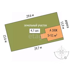 Продается 1-этажный дом, 51 м²