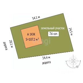 Продается 1-этажный дом, 107,2 м²
