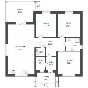 Продается 1-этажный дом, 117 м²