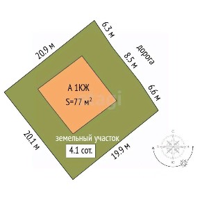 Продается 1-этажный дом, 77 м²