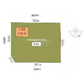 Продается 1-этажный дом, 45 м²