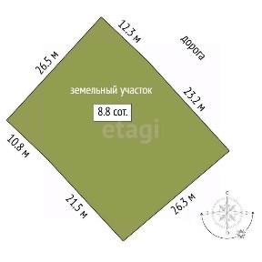 Продается участок, 8,85 сот.
