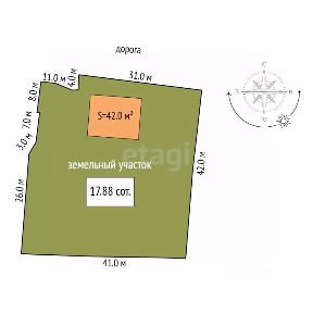 Продается 1-этажный дом, 42 м²