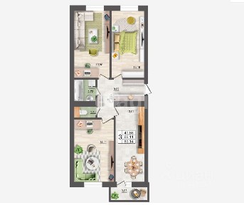 Сдается 3-комн. квартира, 62,7 м²