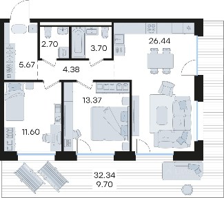 Продается 2-комн. квартира, 77,56 м²