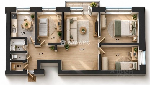 Продается 4-комн. квартира, 58,7 м²