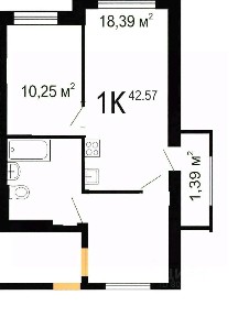 Продается 1-комн. квартира, 42,1 м²
