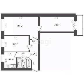 Продается 3-комн. квартира, 55,5 м²