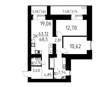 Продается 2-комн. квартира, 68,5 м²